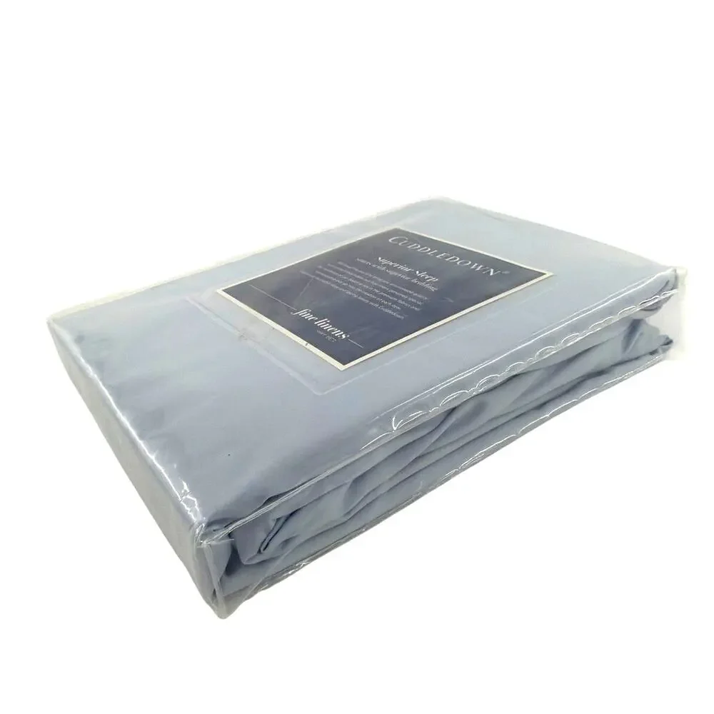 Cuddledown 400 Thread Count Solid Sateen Fitted Sheet Azure Queen Size